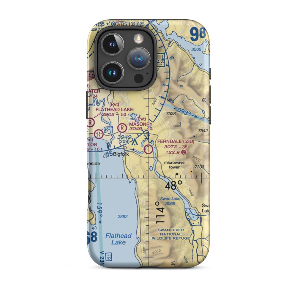 Ferndale Airfield (53U) VFR Sectional  Tough iPhone Case iPhone 16 Pro Max model shown