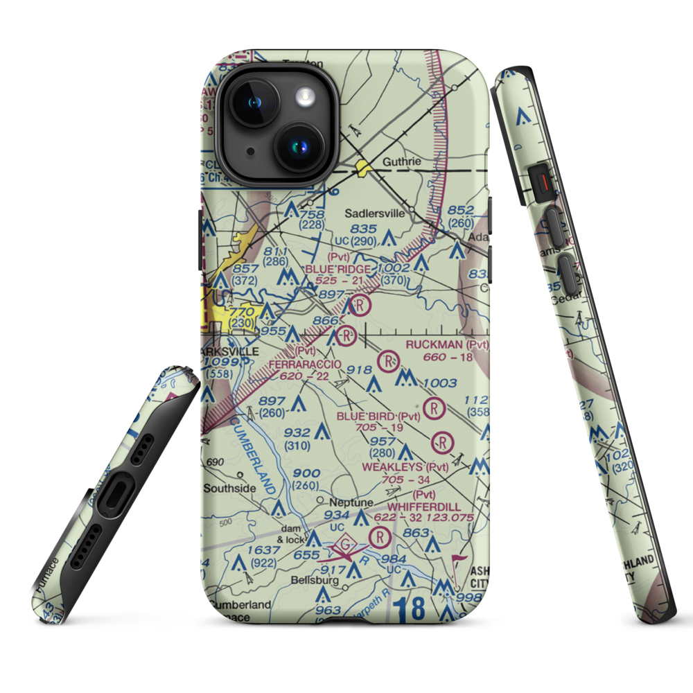 Ferraraccio Field (19TN) VFR Sectional  Tough iPhone Case iPhone 15 Plus model shown