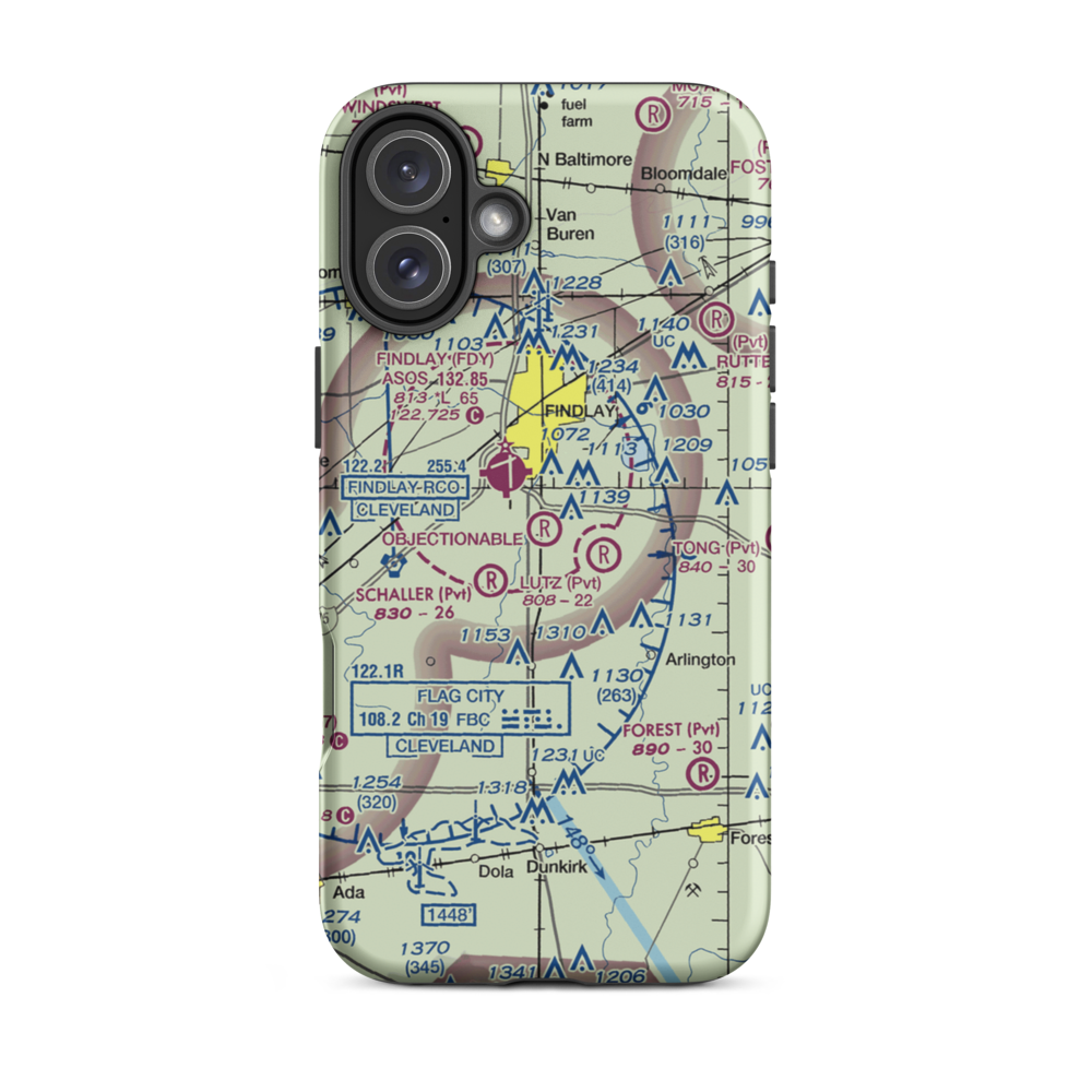 Ferrell Airport (9OH8) VFR Sectional  Tough iPhone Case iPhone 16 Plus model shown