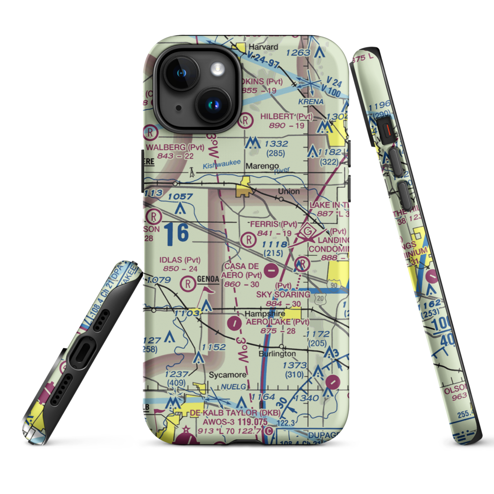 Ferris Field (62IL) VFR Sectional  Tough iPhone Case iPhone 15 Plus model shown