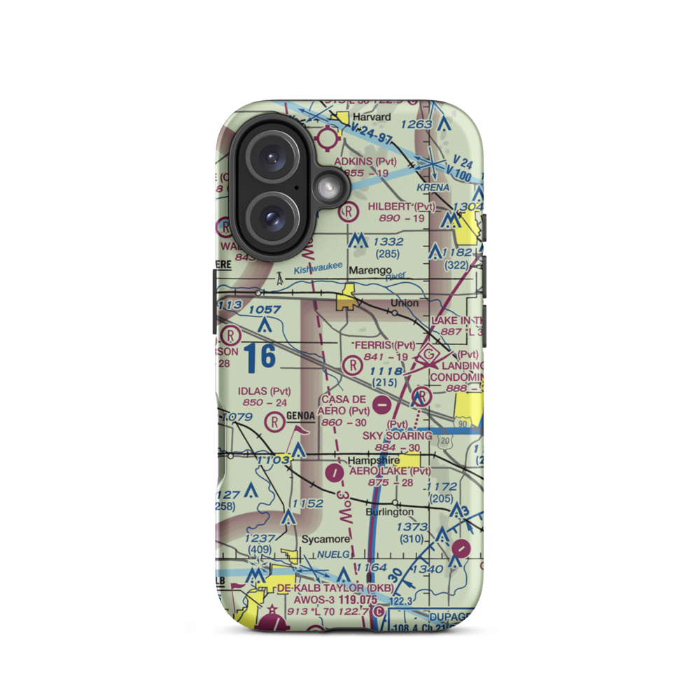 Ferris Field (62IL) VFR Sectional  Tough iPhone Case iPhone 16 model shown