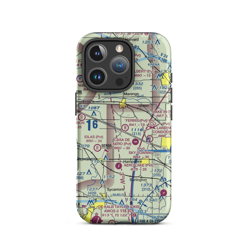 Ferris Field (62IL) VFR Sectional  Tough iPhone Case iPhone 16 Pro model shown