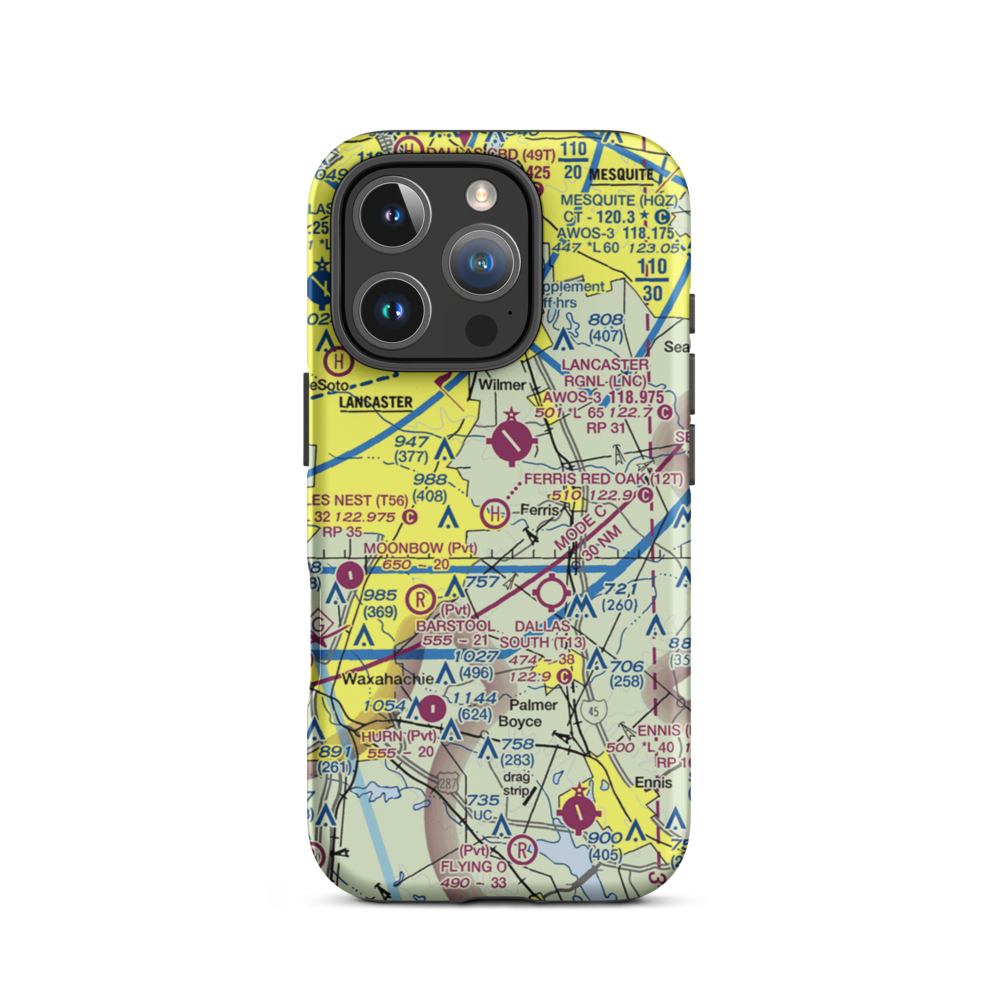 Ferris Red Oak Municipal Heliport (12T) VFR Sectional  Tough iPhone Case iPhone 16 Pro model shown