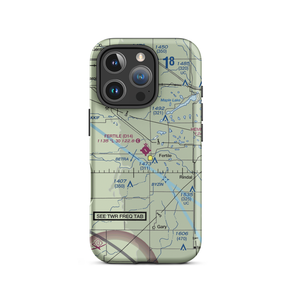 Fertile Municipal Airport (D14) VFR Sectional  Tough iPhone Case iPhone 16 Pro model shown