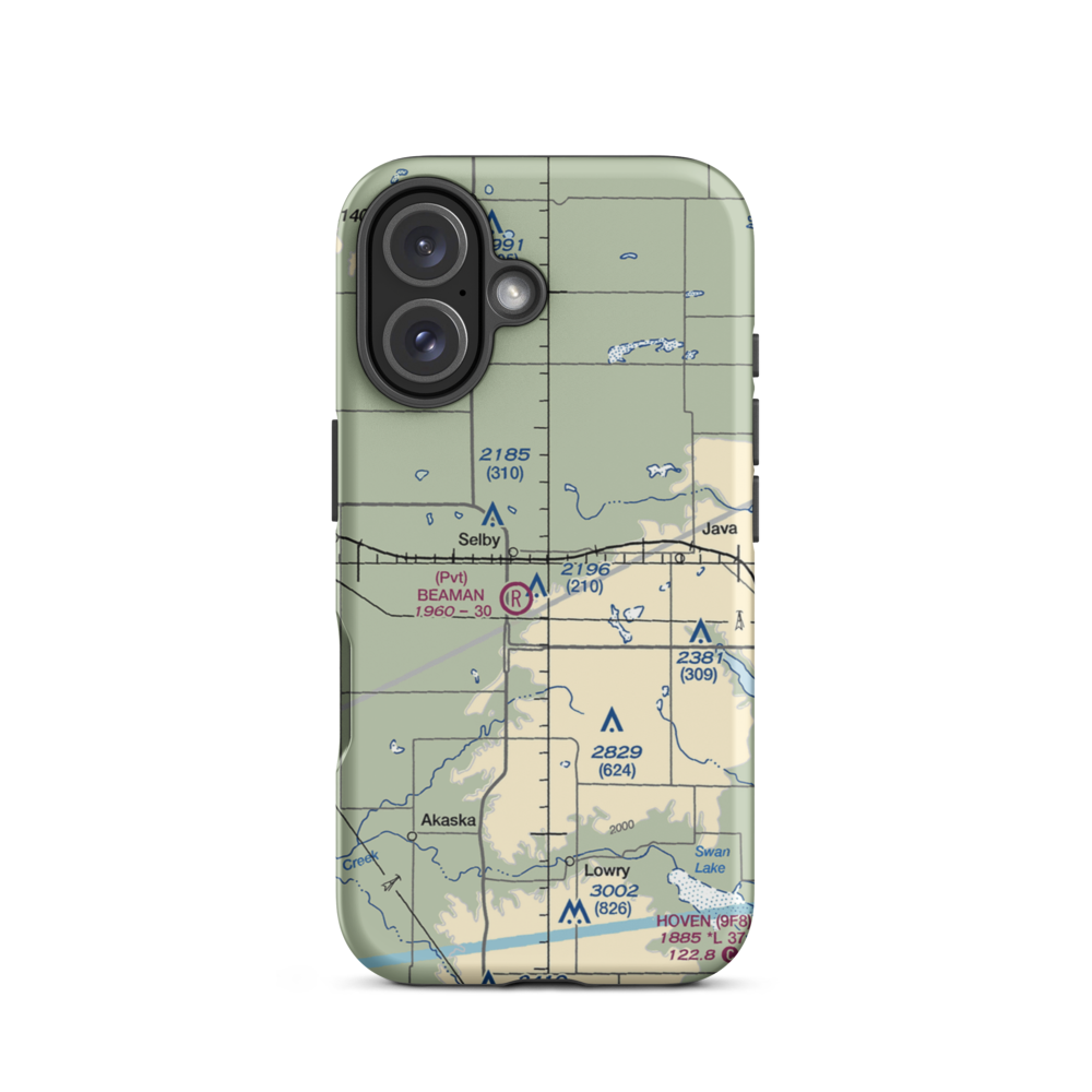 Fiedler Airport (SD37) VFR Sectional  Tough iPhone Case iPhone 16 model shown