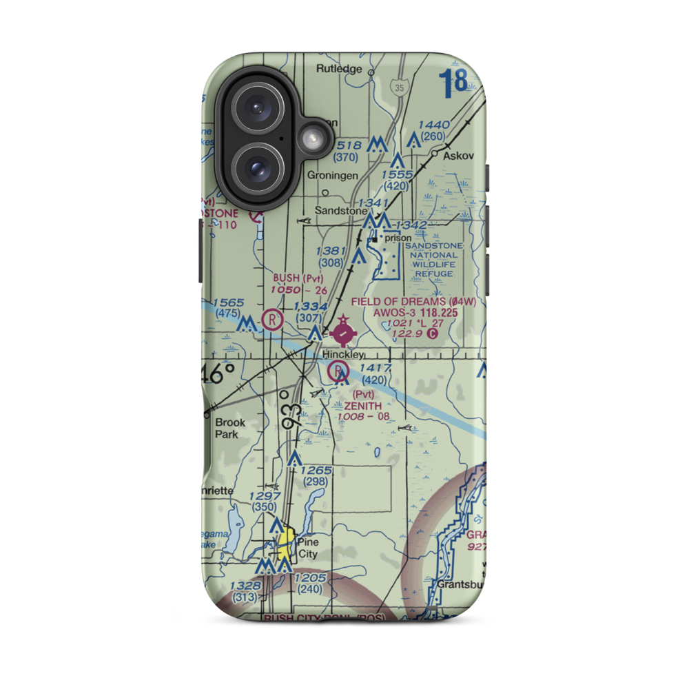 Field of Dreams Airport (04W) VFR Sectional  Tough iPhone Case iPhone 16 Plus model shown