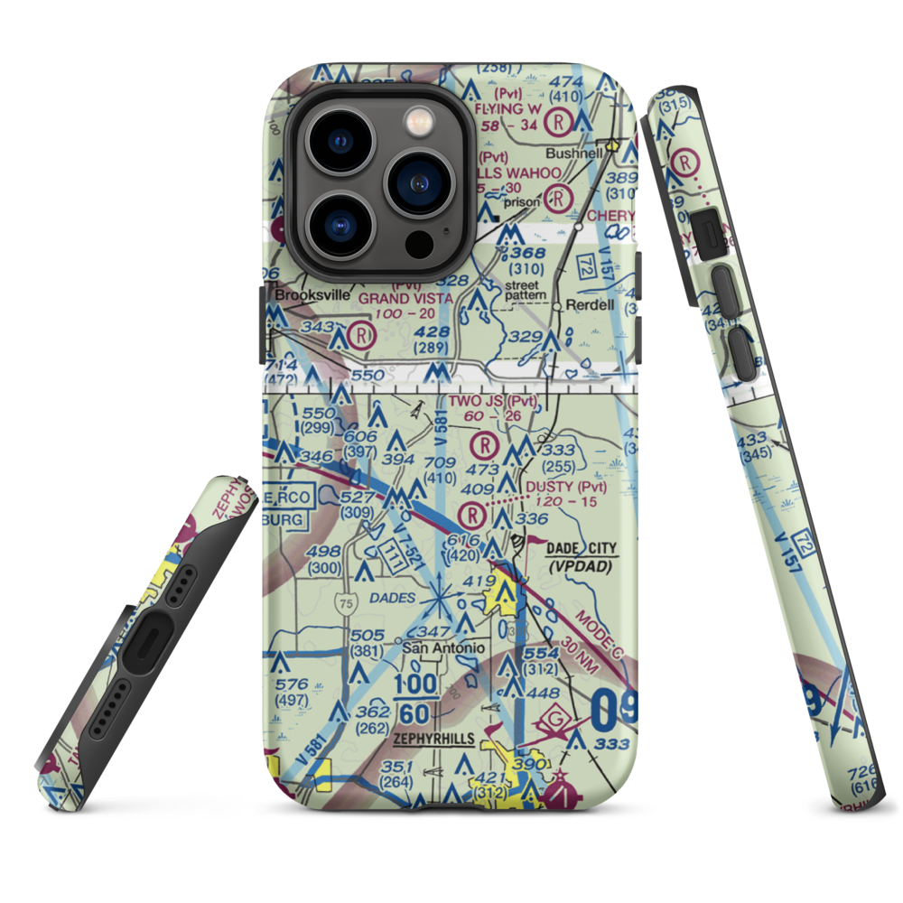 Field of Dreams Airport (FD59) VFR Sectional  Tough iPhone Case iPhone 14 Pro Max model shown