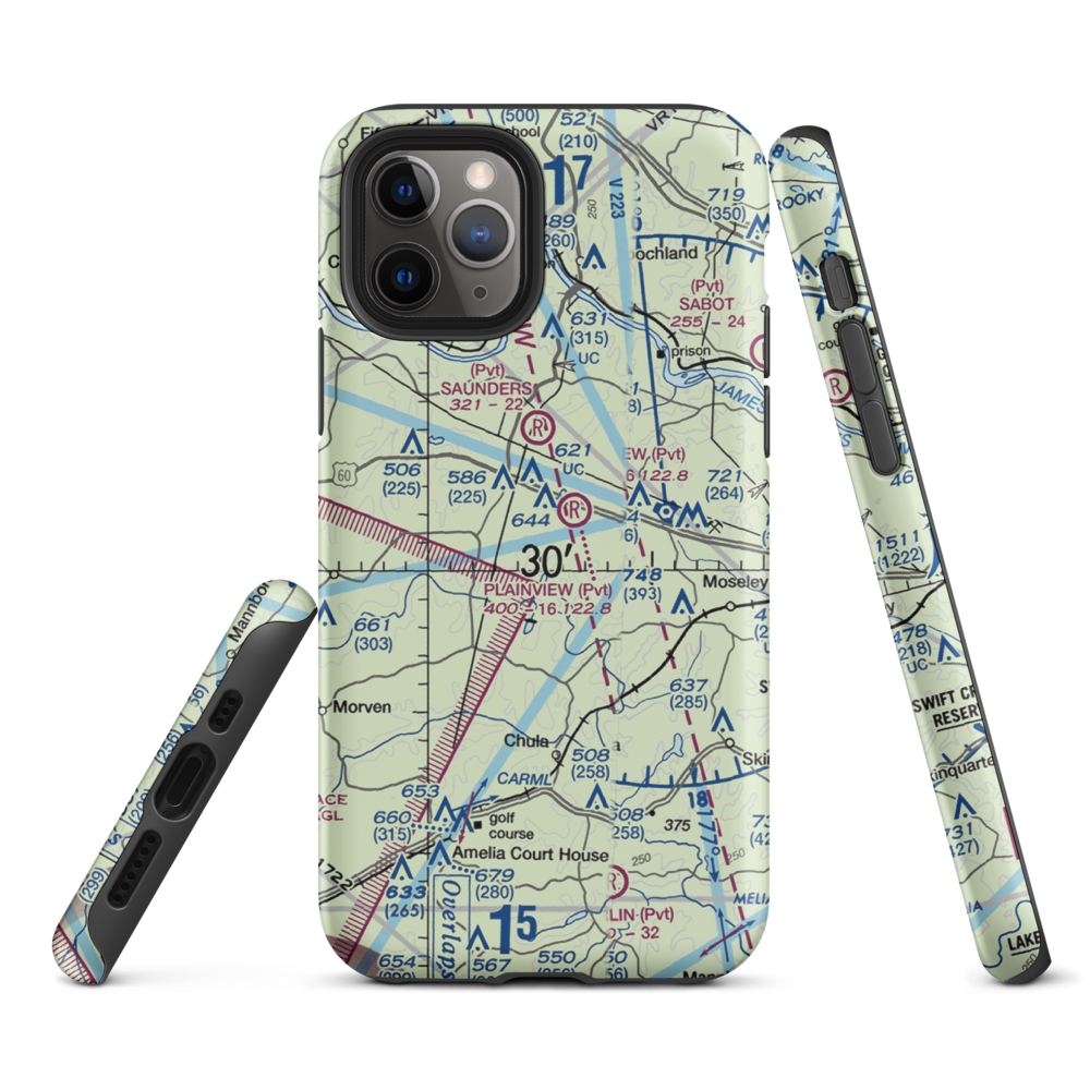 Fighting Creek Farm Airport (US-0123) VFR Sectional  Tough iPhone Case iPhone 11 Pro model shown