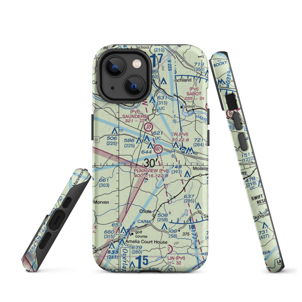 Fighting Creek Farm Airport (US-0123) VFR Sectional  Tough iPhone Case iPhone 14 model shown