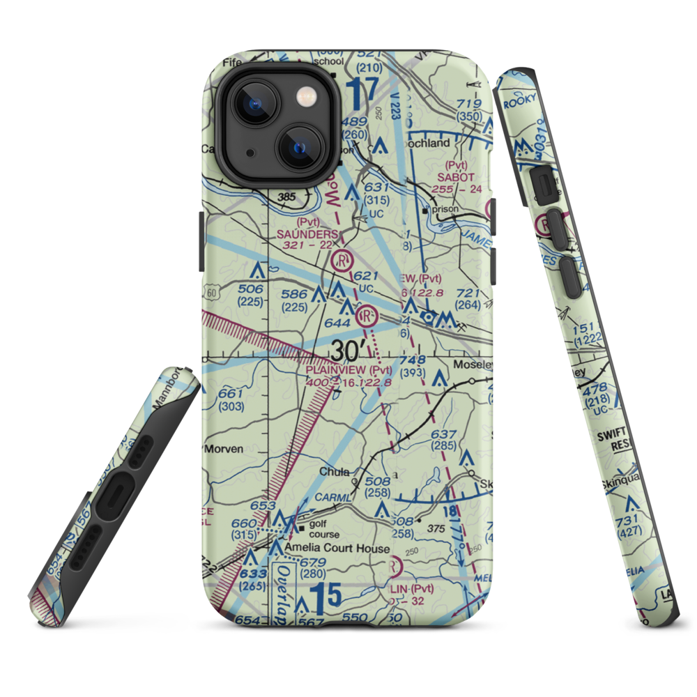 Fighting Creek Farm Airport (US-0123) VFR Sectional  Tough iPhone Case iPhone 14 Plus model shown