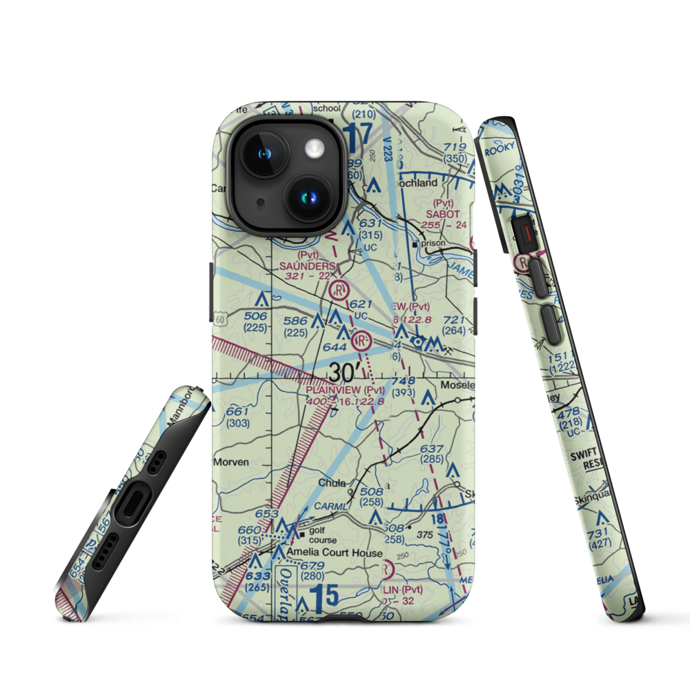 Fighting Creek Farm Airport (US-0123) VFR Sectional  Tough iPhone Case iPhone 15 model shown