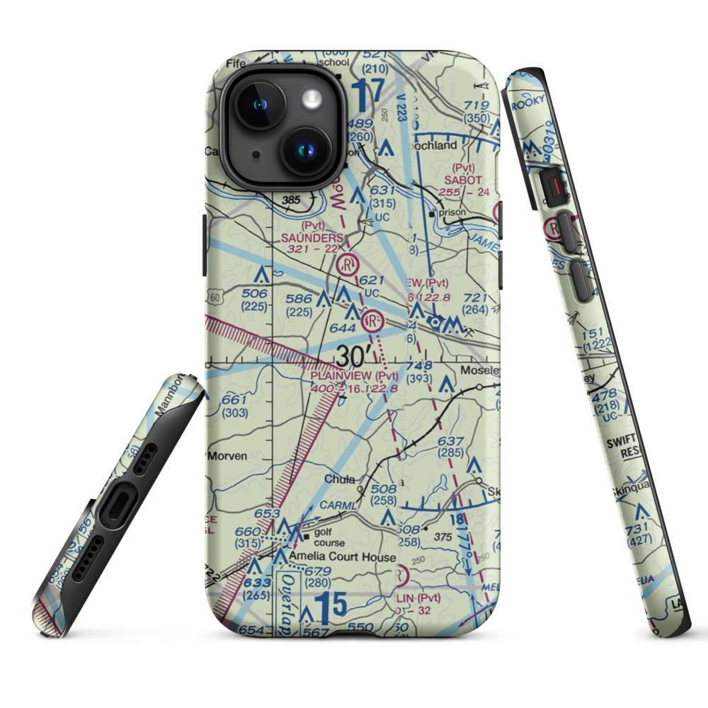 Fighting Creek Farm Airport (US-0123) VFR Sectional  Tough iPhone Case iPhone 15 Plus model shown