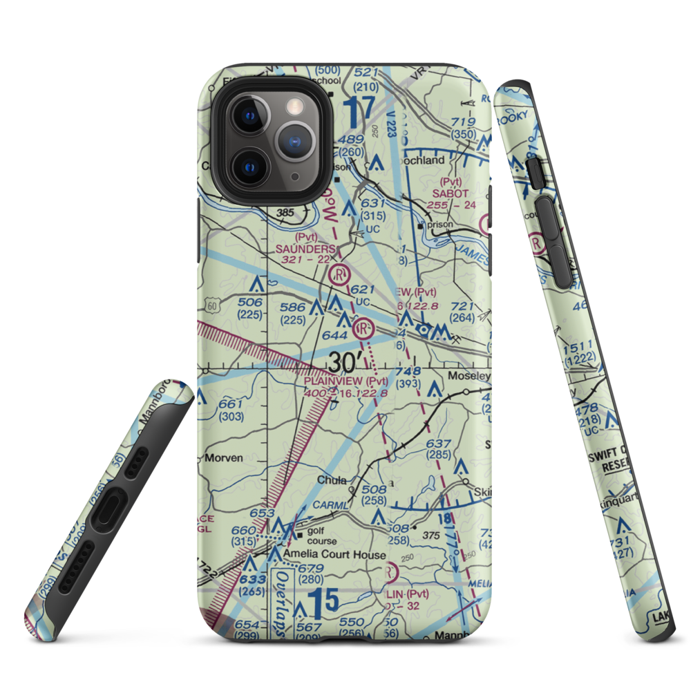 Fighting Creek Farm Airport (US-0123) VFR Sectional  Tough iPhone Case iPhone 11 Pro Max model shown