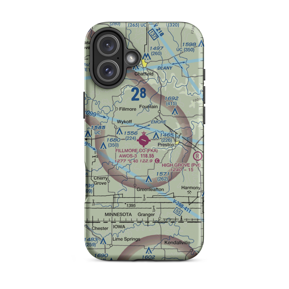 Fillmore County Airport (FKA) VFR Sectional  Tough iPhone Case iPhone 16 Plus model shown