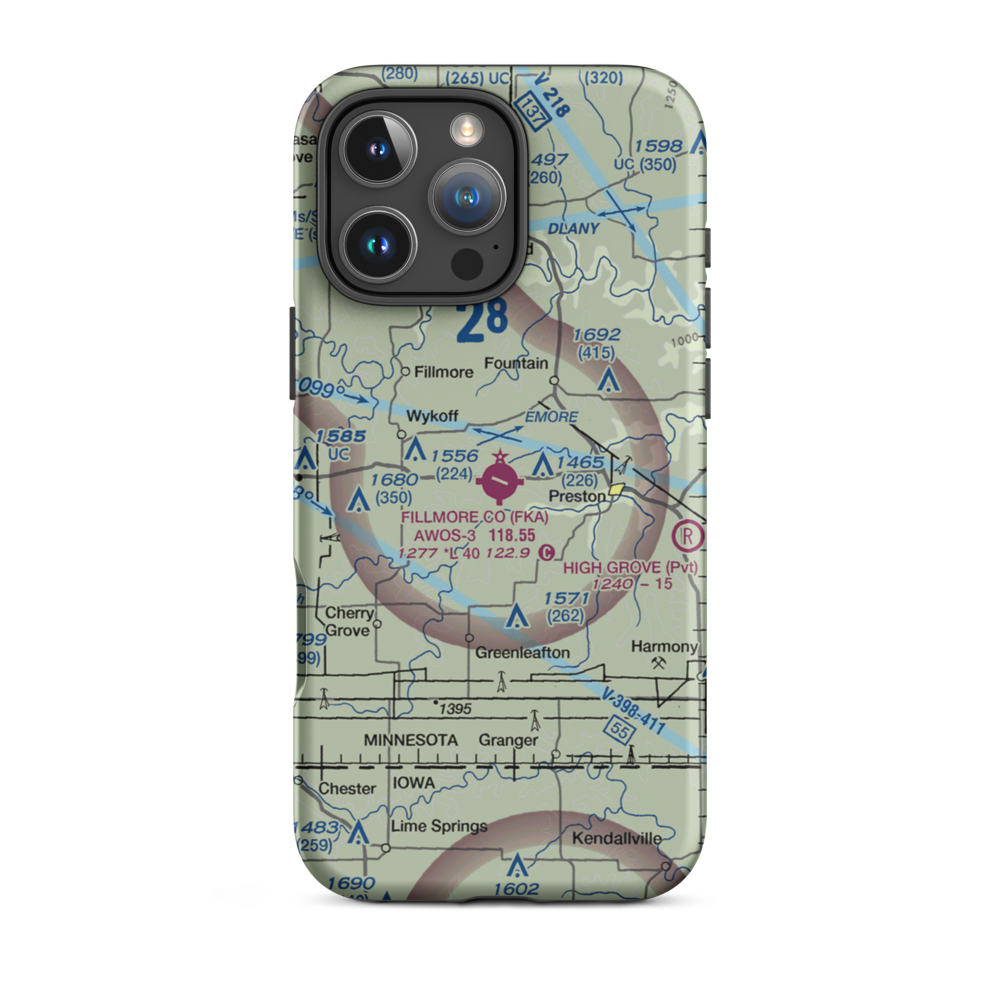 Fillmore County Airport (FKA) VFR Sectional  Tough iPhone Case iPhone 16 Pro Max model shown