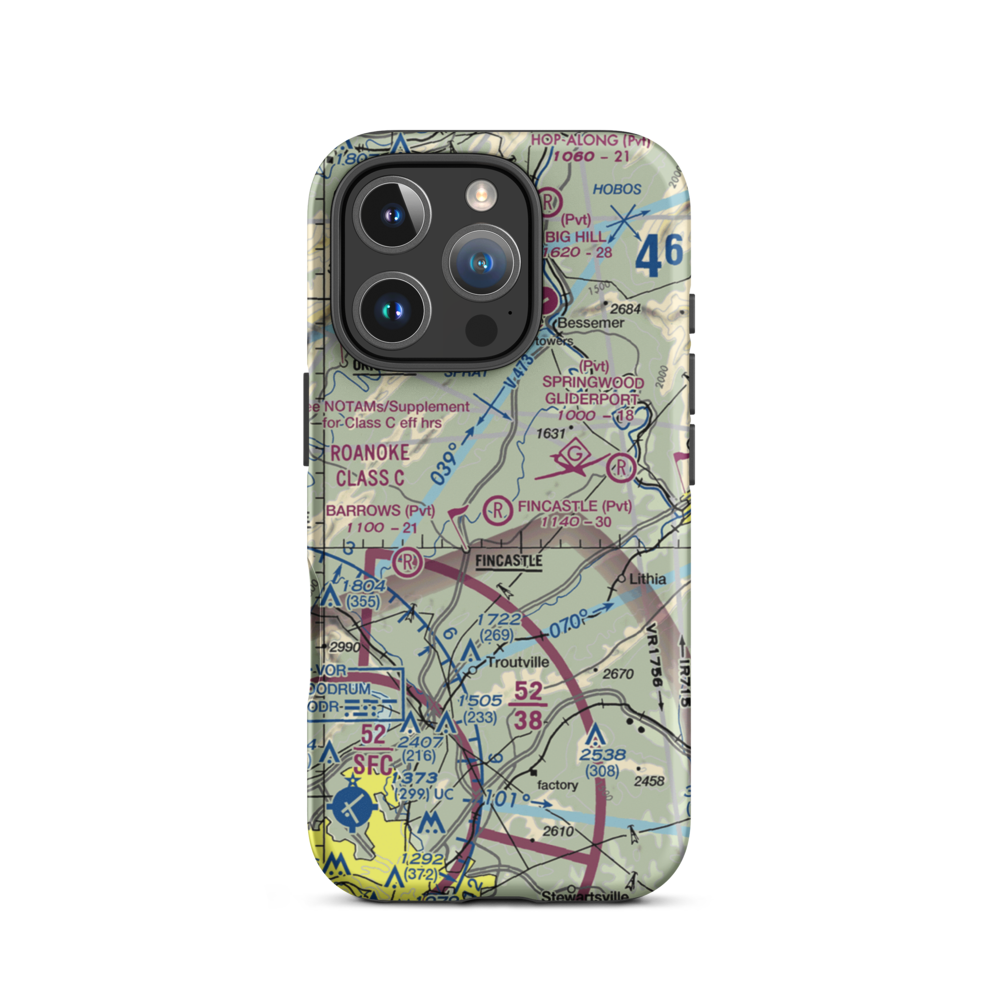 Fincastle Airport (VA83) VFR Sectional  Tough iPhone Case iPhone 16 Pro model shown