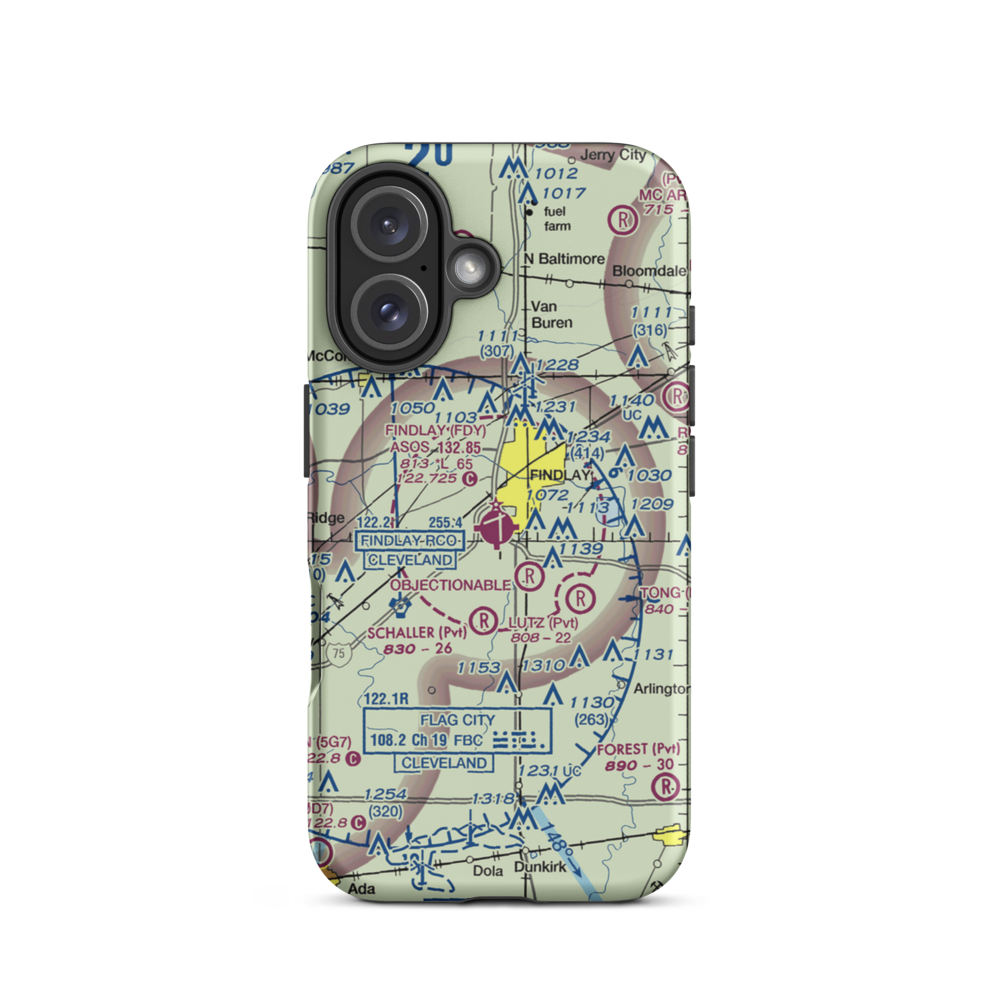 Findlay Airport (FDY) VFR Sectional  Tough iPhone Case iPhone 16 model shown