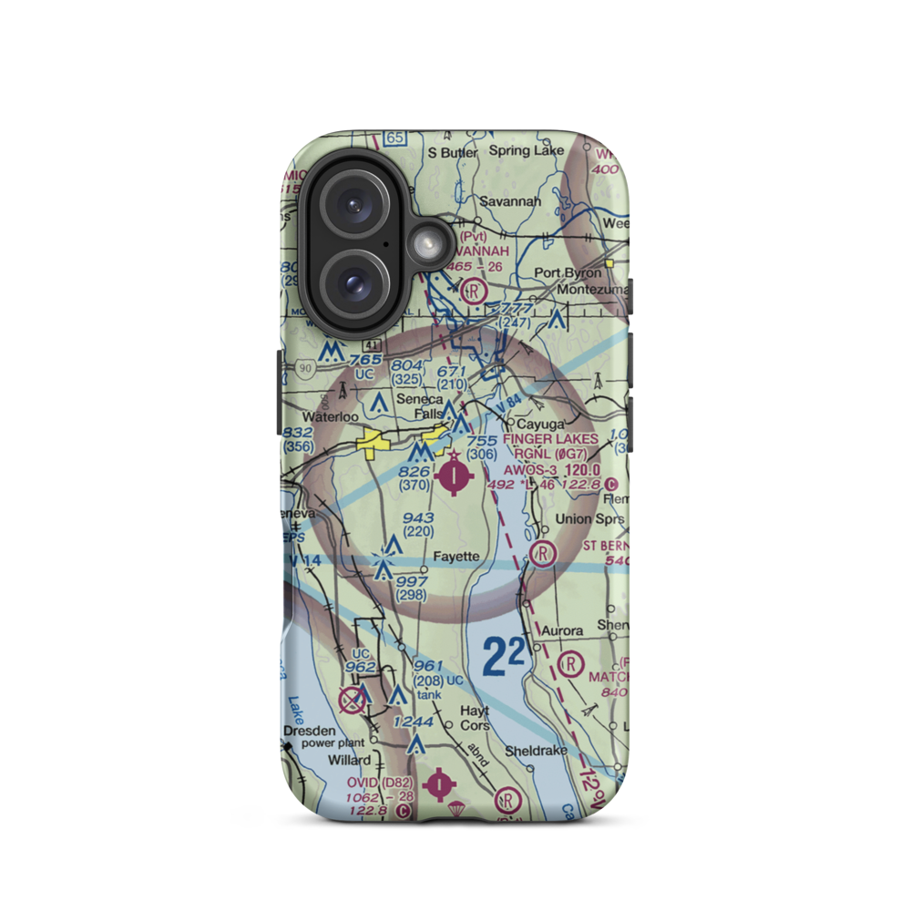 Finger Lakes Regional Airport (0G7) VFR Sectional  Tough iPhone Case iPhone 16 model shown