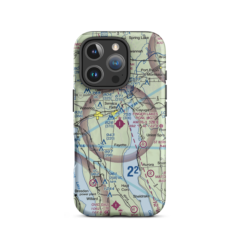 Finger Lakes Regional Airport (0G7) VFR Sectional  Tough iPhone Case iPhone 16 Pro model shown