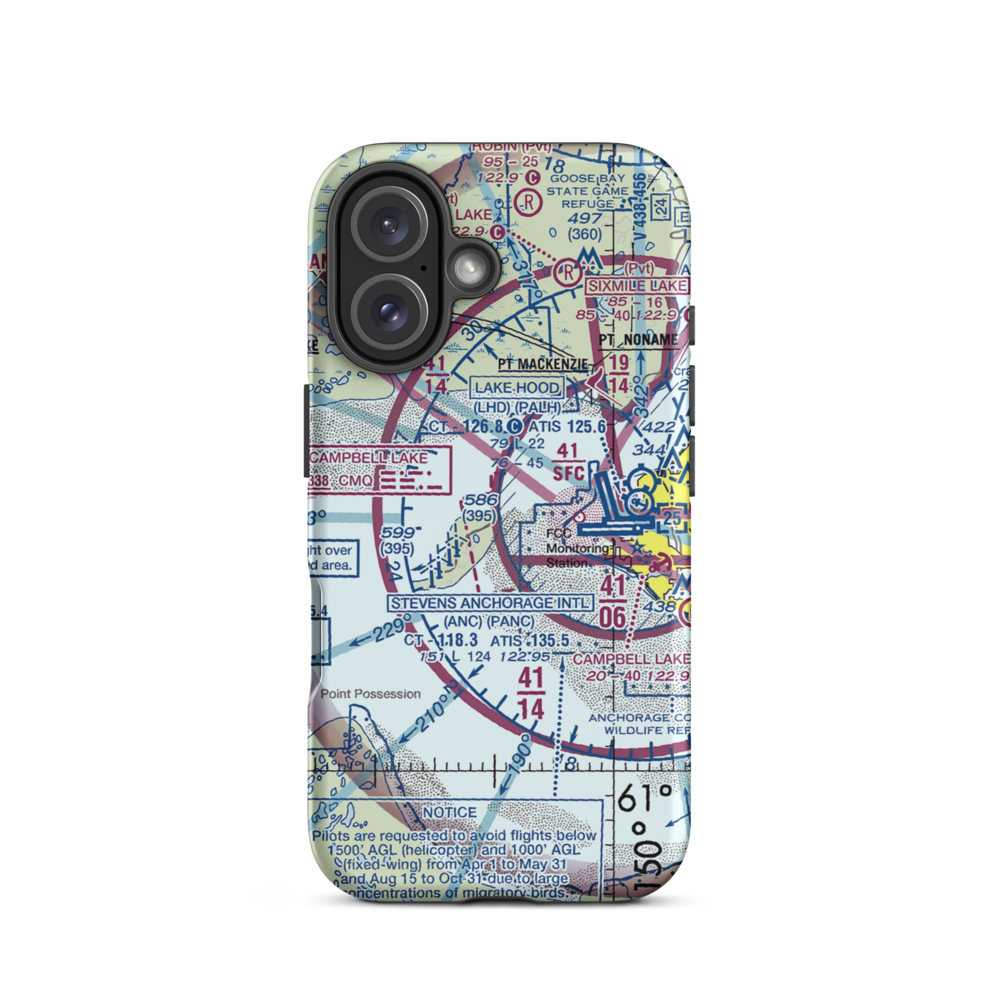 Fire Island Airport (6AK5) VFR Sectional  Tough iPhone Case iPhone 16 model shown
