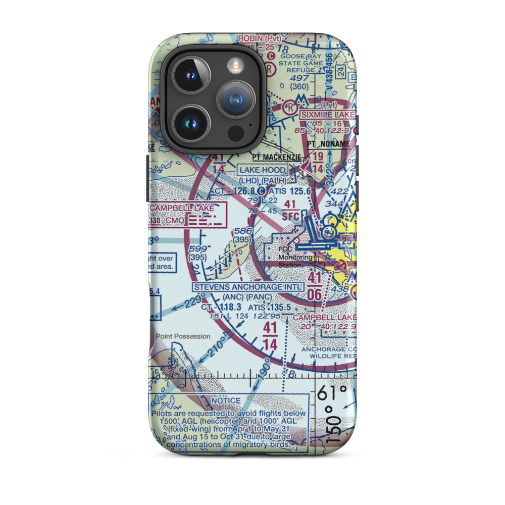 Fire Island Airport (6AK5) VFR Sectional  Tough iPhone Case iPhone 16 Pro Max model shown