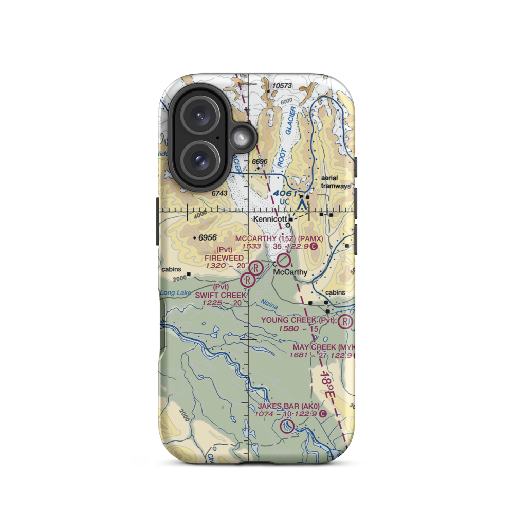 Fireweed Airport (0AK8) VFR Sectional  Tough iPhone Case iPhone 16 model shown