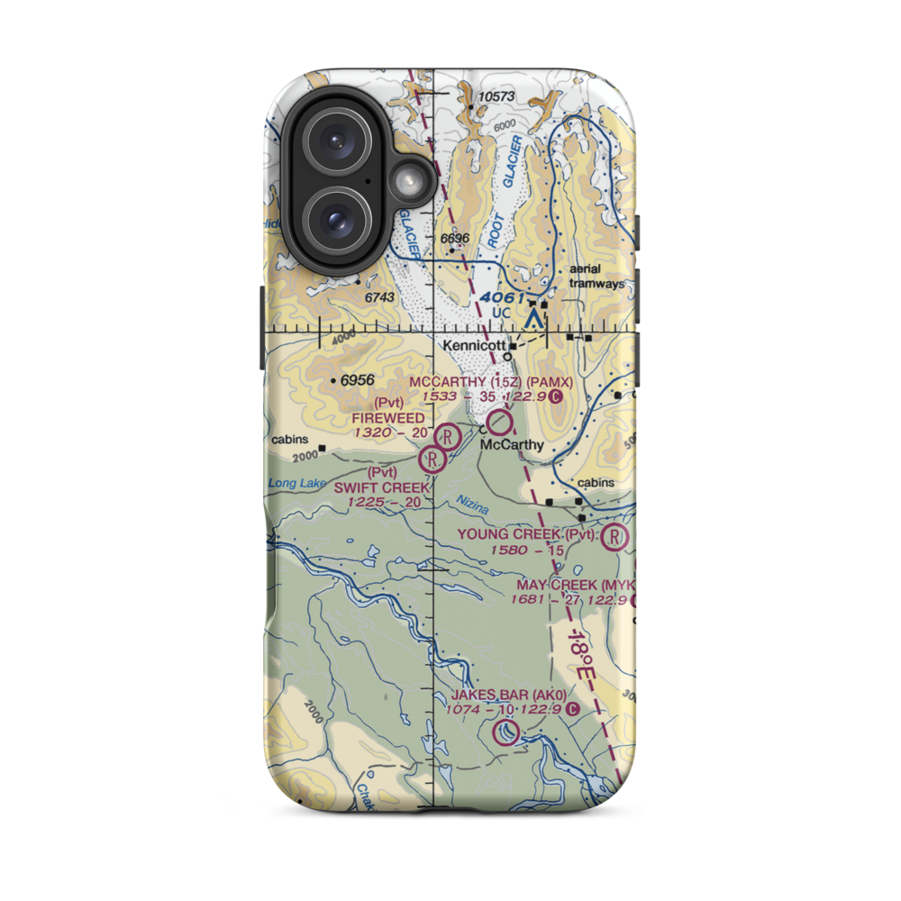 Fireweed Airport (0AK8) VFR Sectional  Tough iPhone Case iPhone 16 Plus model shown