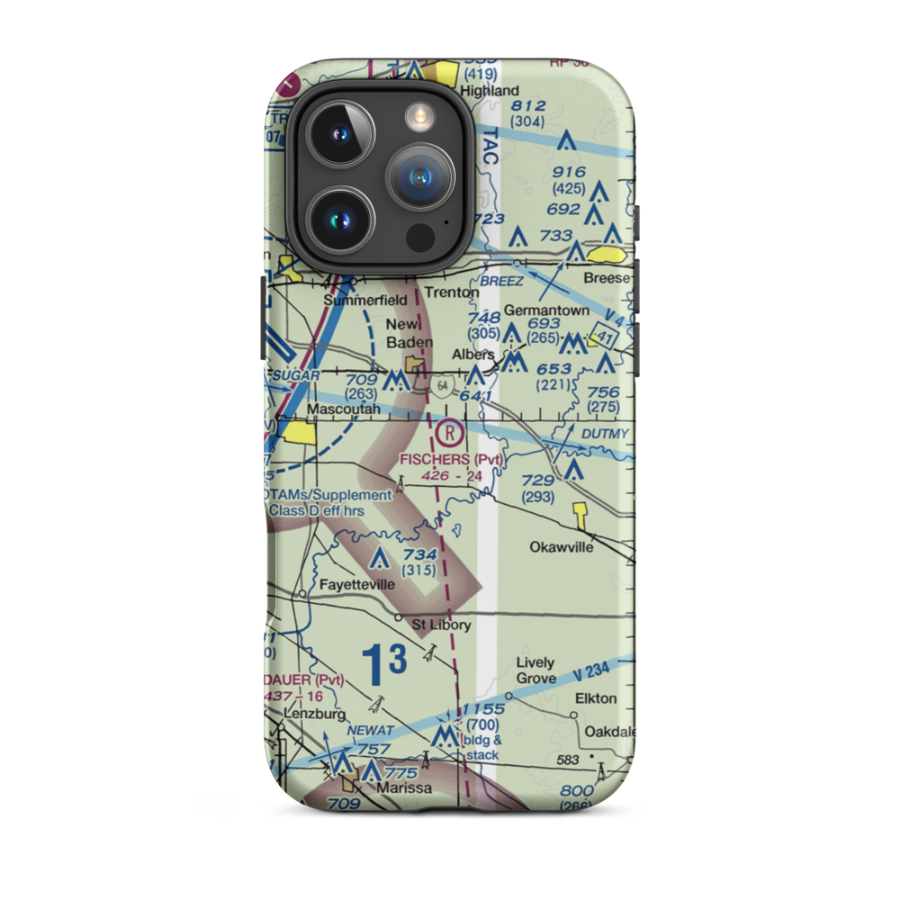 Fischer's RLA Restricted Landing Area (6LL6) VFR Sectional  Tough iPhone Case iPhone 16 Pro Max model shown