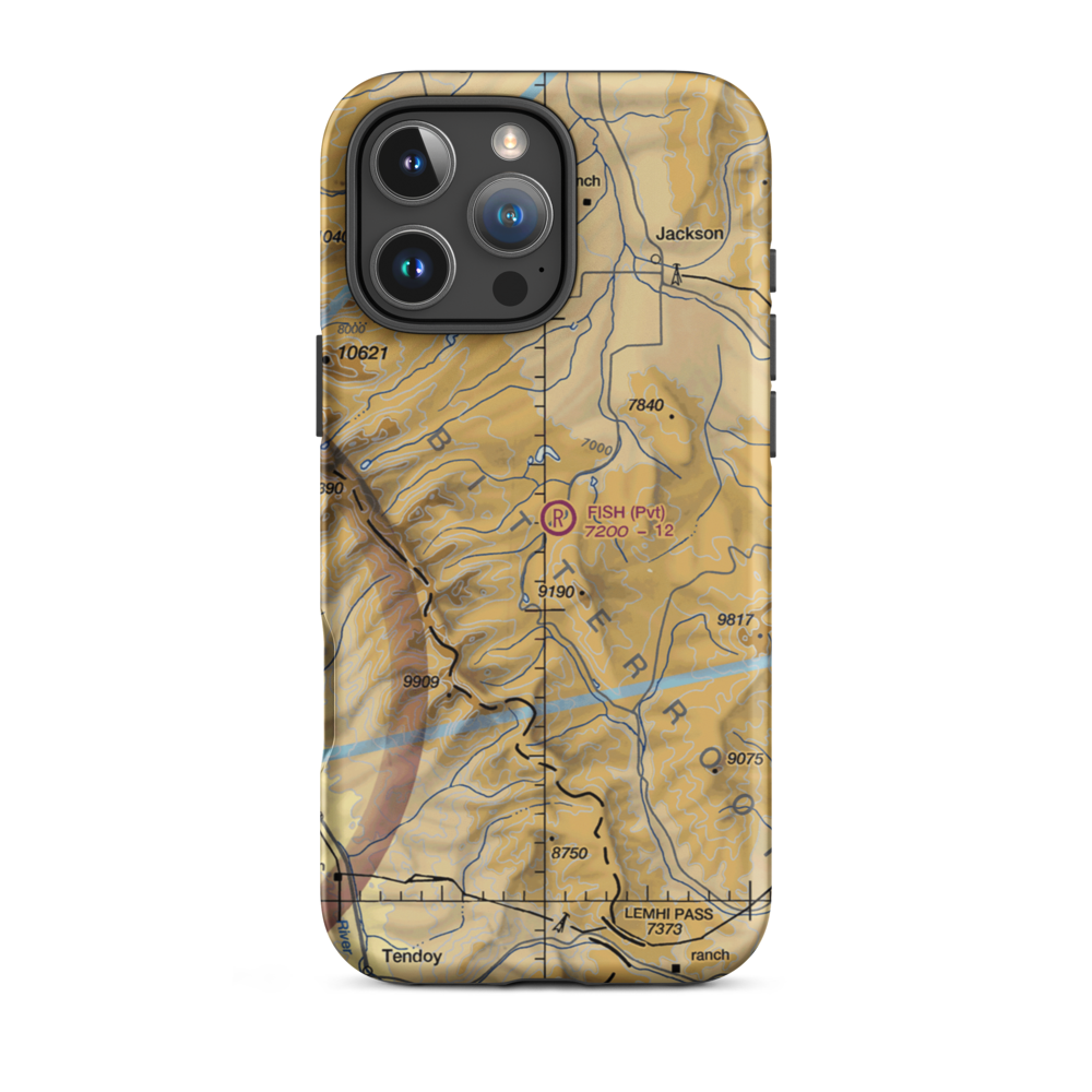 Fish Ranch Airport (18MT) VFR Sectional  Tough iPhone Case iPhone 16 Pro Max model shown