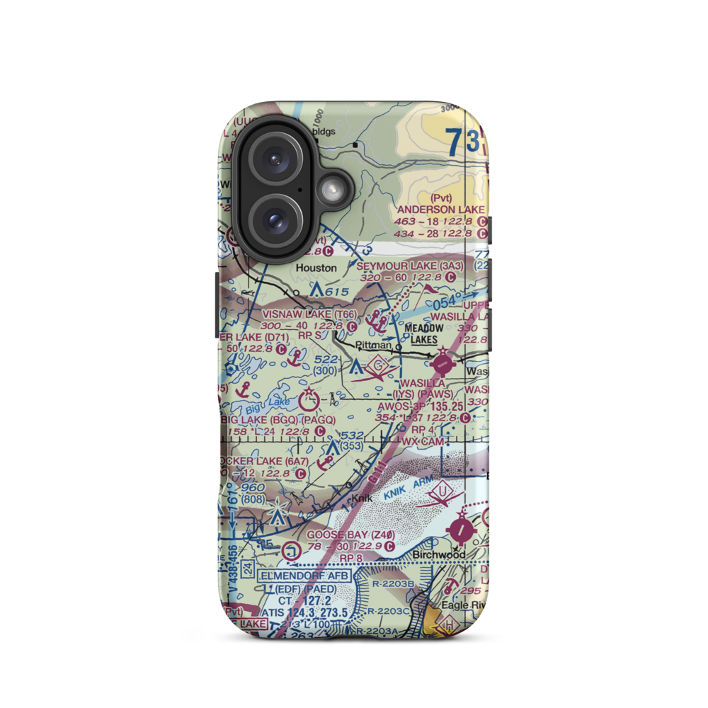 Fisher Airport (08AK) VFR Sectional  Tough iPhone Case iPhone 16 model shown