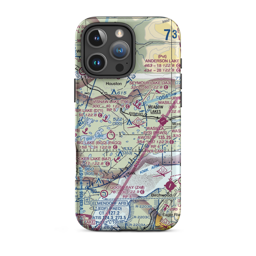Fisher Airport (08AK) VFR Sectional  Tough iPhone Case iPhone 16 Pro Max model shown
