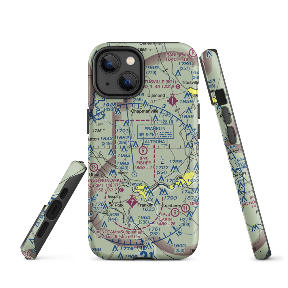 Fisher Airport (0PA5) VFR Sectional  Tough iPhone Case iPhone 14 model shown