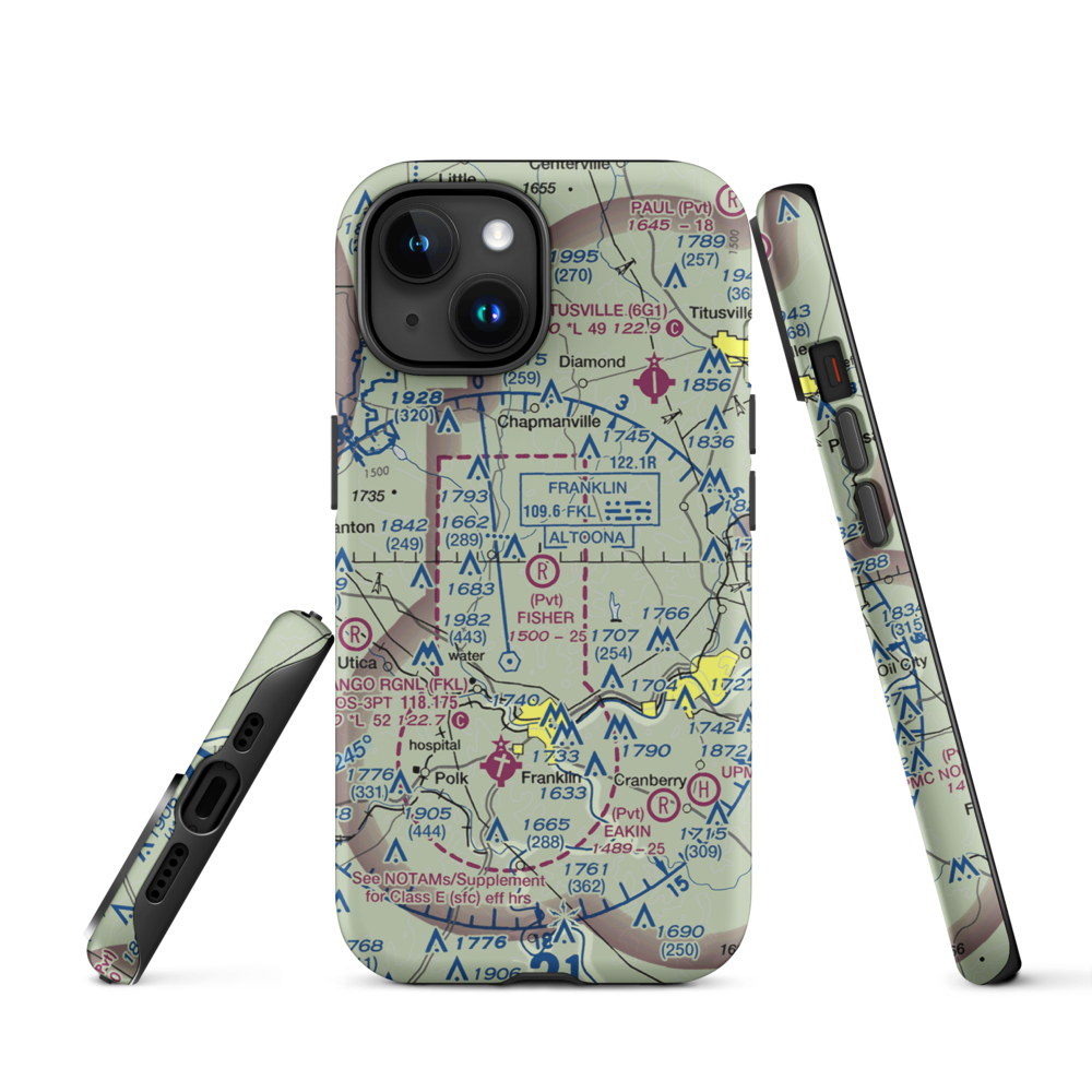 Fisher Airport (0PA5) VFR Sectional  Tough iPhone Case iPhone 15 model shown