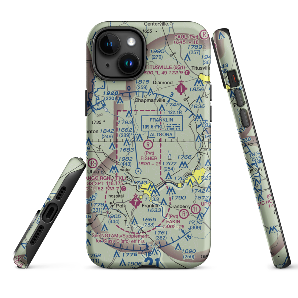 Fisher Airport (0PA5) VFR Sectional  Tough iPhone Case iPhone 15 Plus model shown