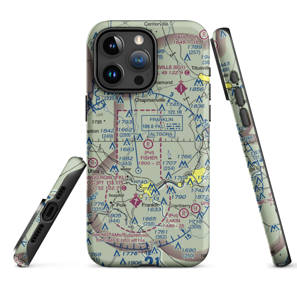 Fisher Airport (0PA5) VFR Sectional  Tough iPhone Case iPhone 15 Pro Max model shown