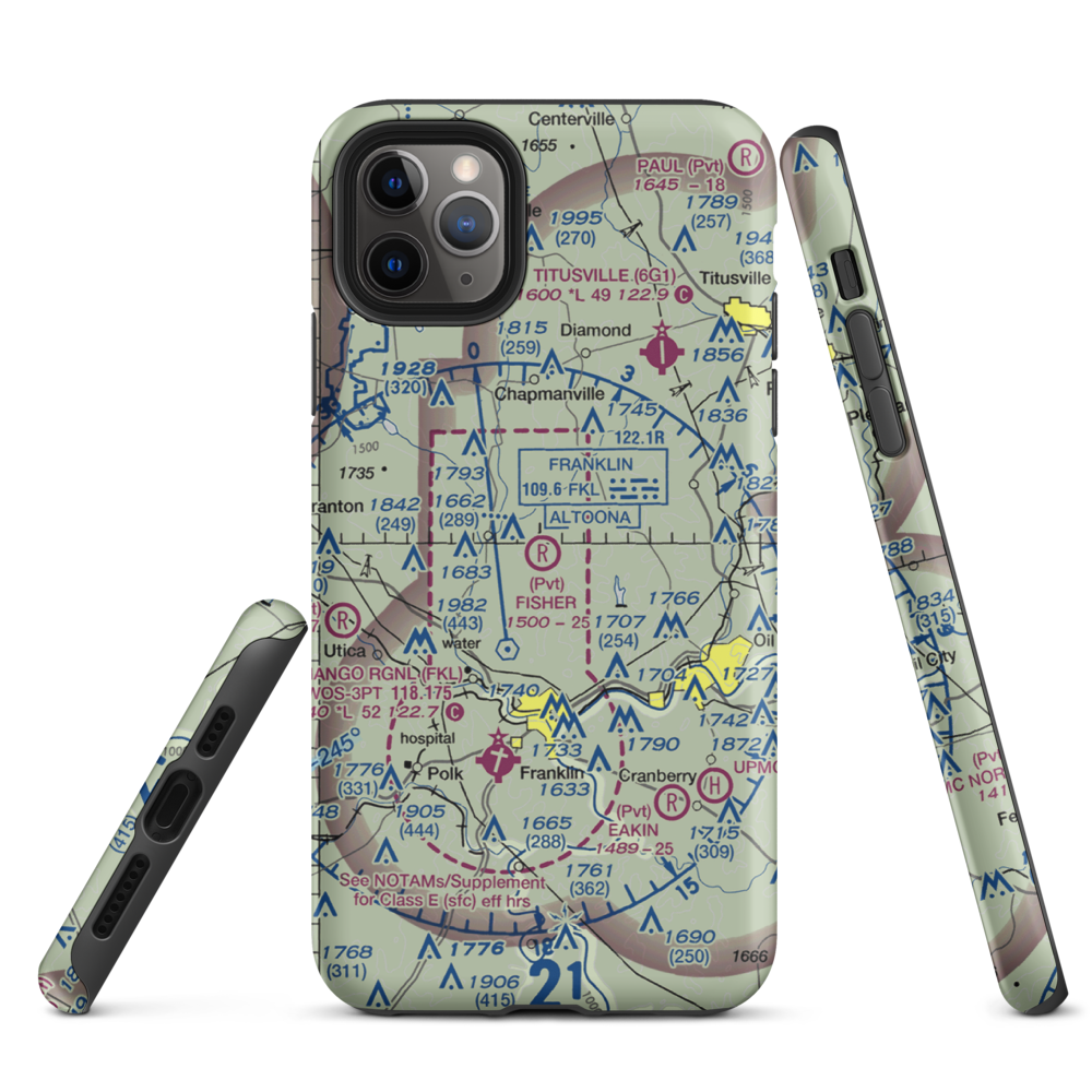 Fisher Airport (0PA5) VFR Sectional  Tough iPhone Case iPhone 11 Pro Max model shown