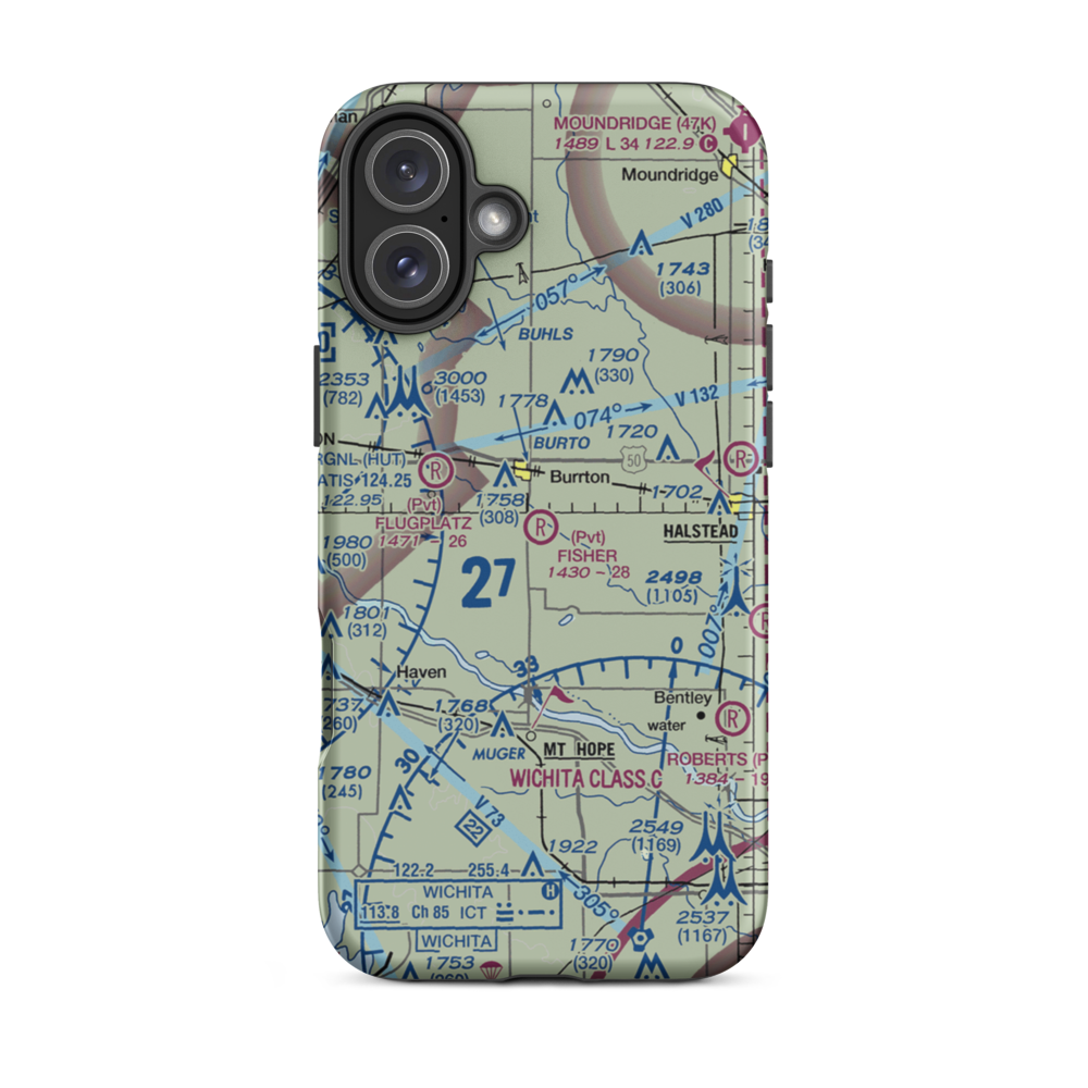 Fisher Airport (SN08) VFR Sectional  Tough iPhone Case iPhone 16 Plus model shown