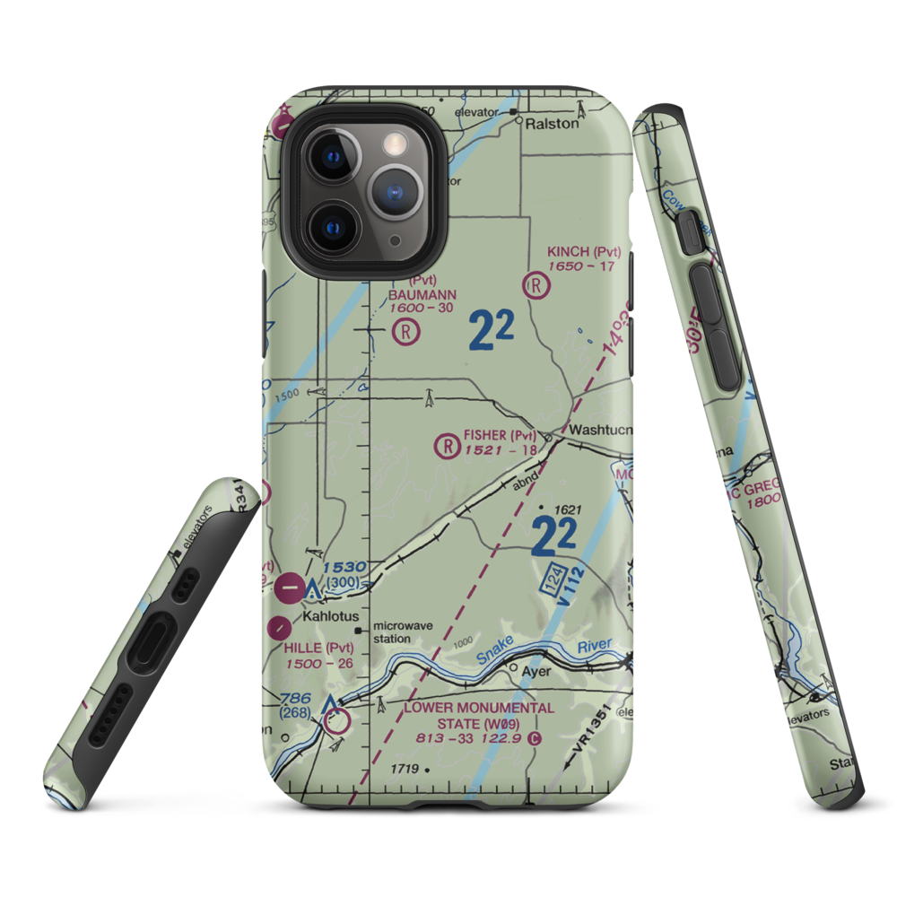 Fisher Ranch Airport (35WA) VFR Sectional  Tough iPhone Case iPhone 11 Pro model shown
