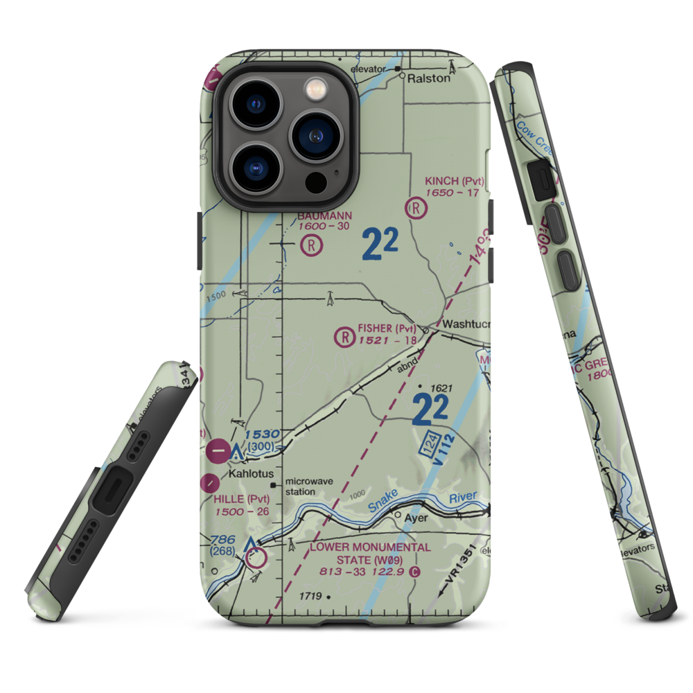 Fisher Ranch Airport (35WA) VFR Sectional  Tough iPhone Case iPhone 13 Pro Max model shown