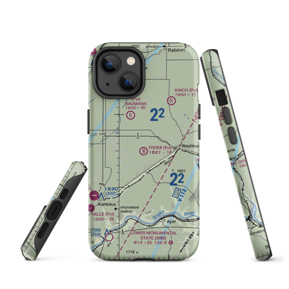 Fisher Ranch Airport (35WA) VFR Sectional  Tough iPhone Case iPhone 14 model shown