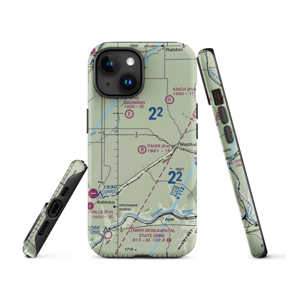 Fisher Ranch Airport (35WA) VFR Sectional  Tough iPhone Case iPhone 15 model shown