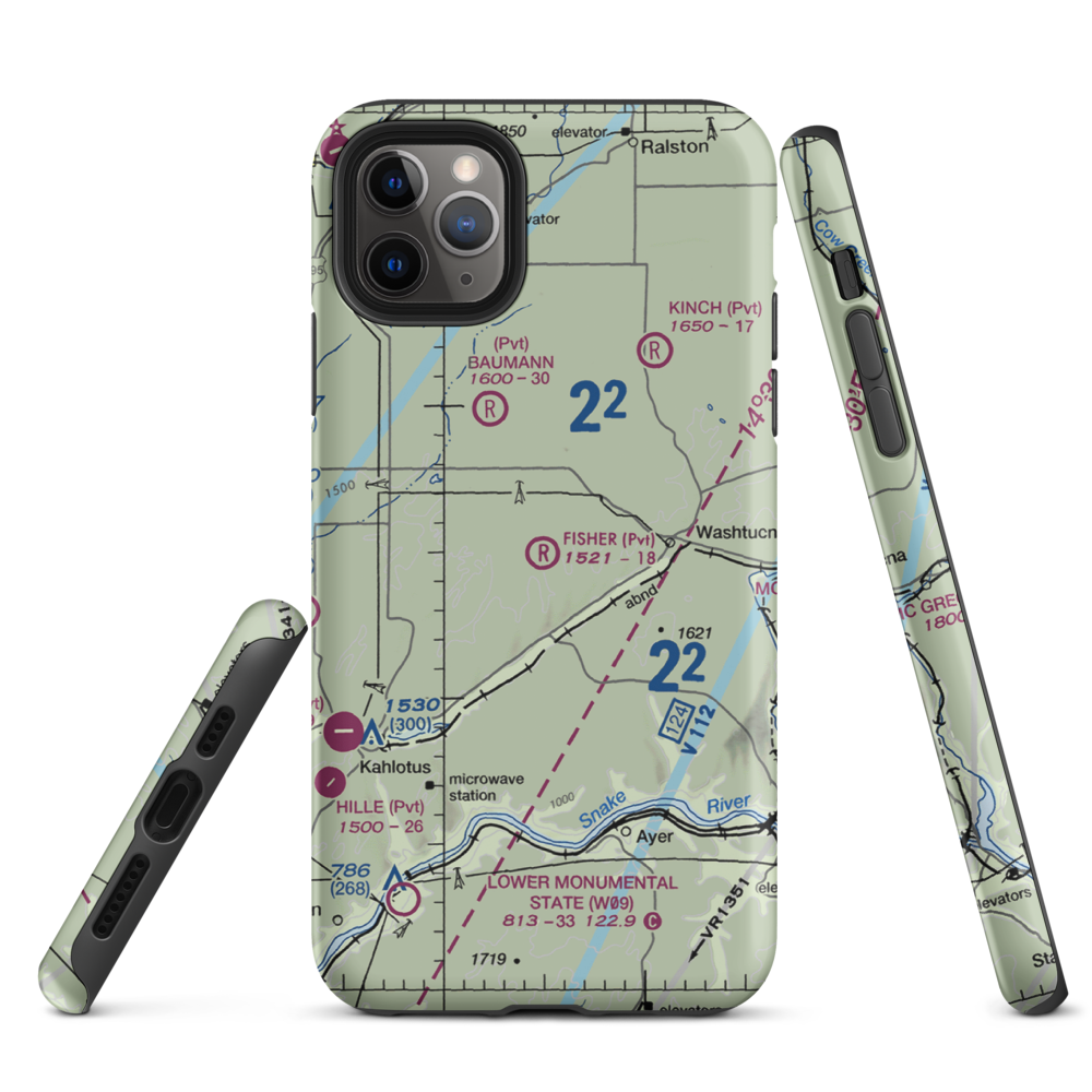 Fisher Ranch Airport (35WA) VFR Sectional  Tough iPhone Case iPhone 11 Pro Max model shown