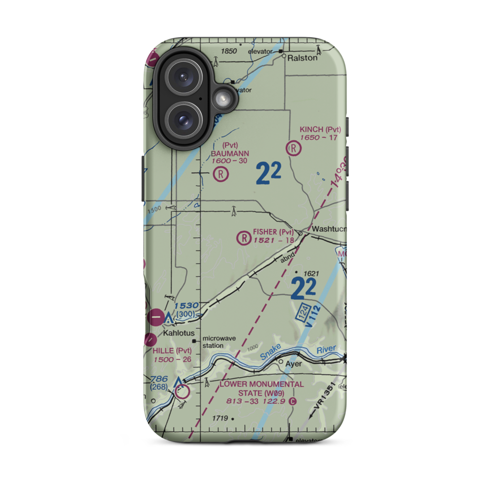 Fisher Ranch Airport (35WA) VFR Sectional  Tough iPhone Case iPhone 16 Plus model shown