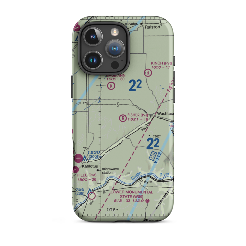 Fisher Ranch Airport (35WA) VFR Sectional  Tough iPhone Case iPhone 16 Pro Max model shown