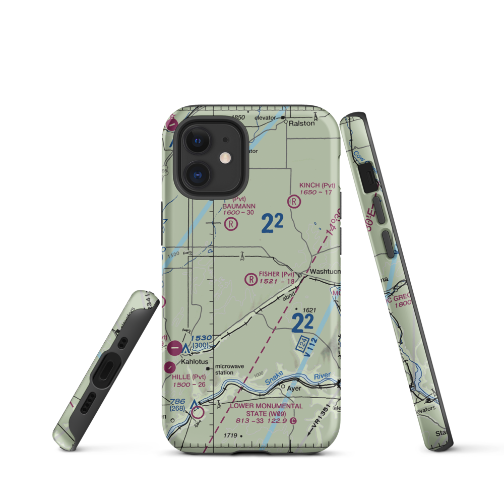 Fisher Ranch Airport (35WA) VFR Sectional  Tough iPhone Case iPhone 12 mini model shown