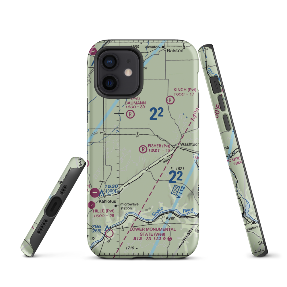 Fisher Ranch Airport (35WA) VFR Sectional  Tough iPhone Case iPhone 12 model shown