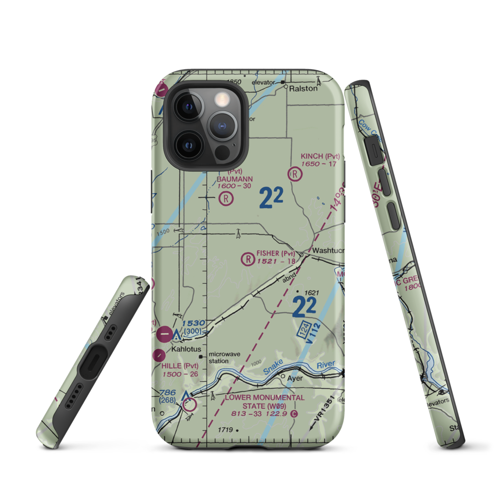Fisher Ranch Airport (35WA) VFR Sectional  Tough iPhone Case iPhone 12 Pro model shown