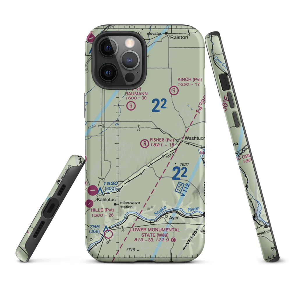 Fisher Ranch Airport (35WA) VFR Sectional  Tough iPhone Case iPhone 12 Pro Max model shown