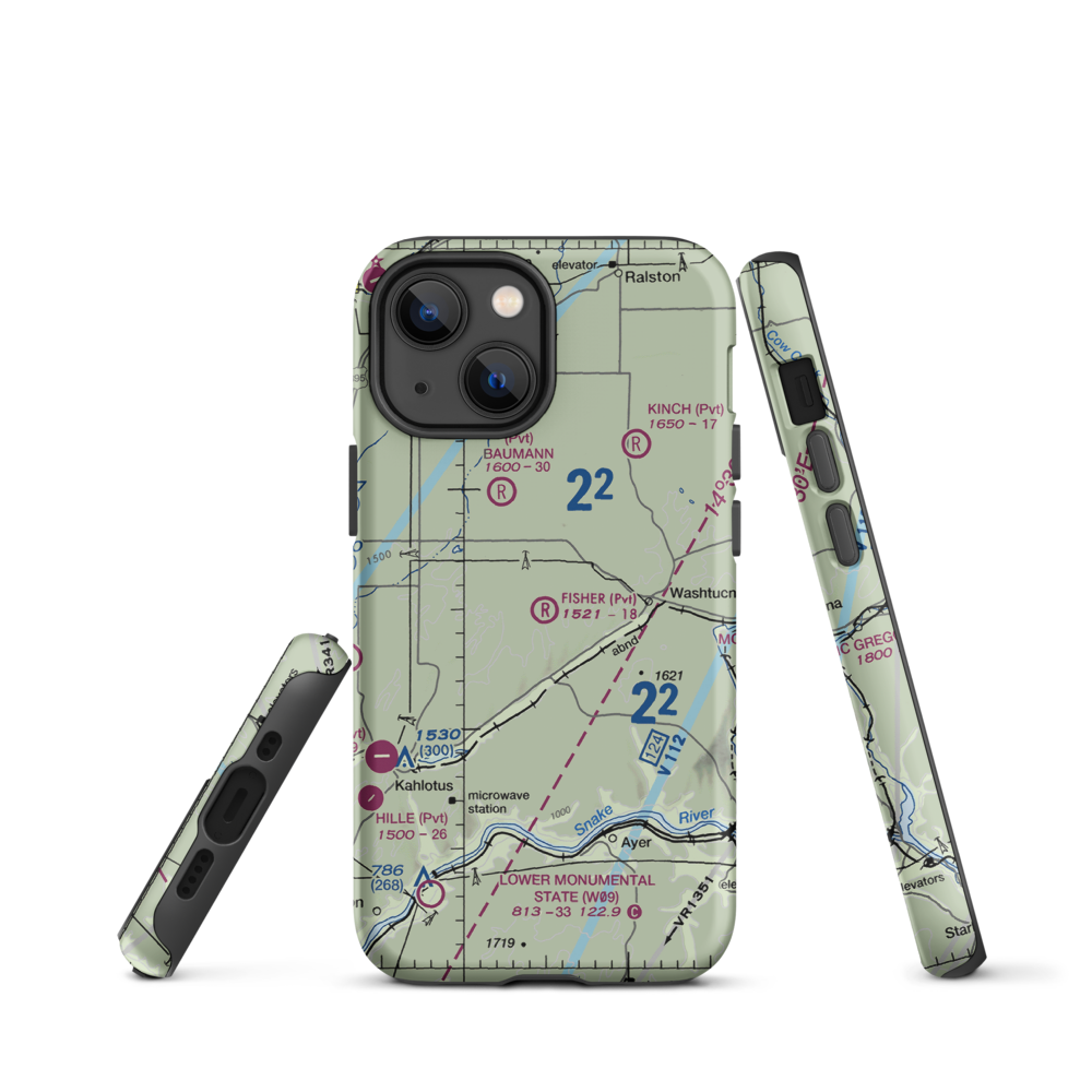 Fisher Ranch Airport (35WA) VFR Sectional  Tough iPhone Case iPhone 13 mini model shown