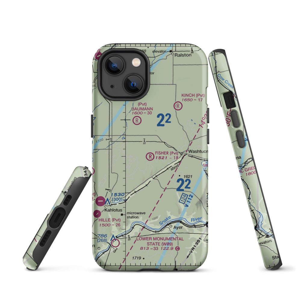 Fisher Ranch Airport (35WA) VFR Sectional  Tough iPhone Case iPhone 13 model shown